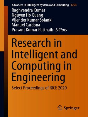 cover image of Research in Intelligent and Computing in Engineering